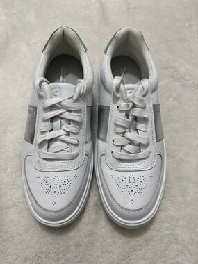 Cole Haan White and Silver Women's Leather Sneakers